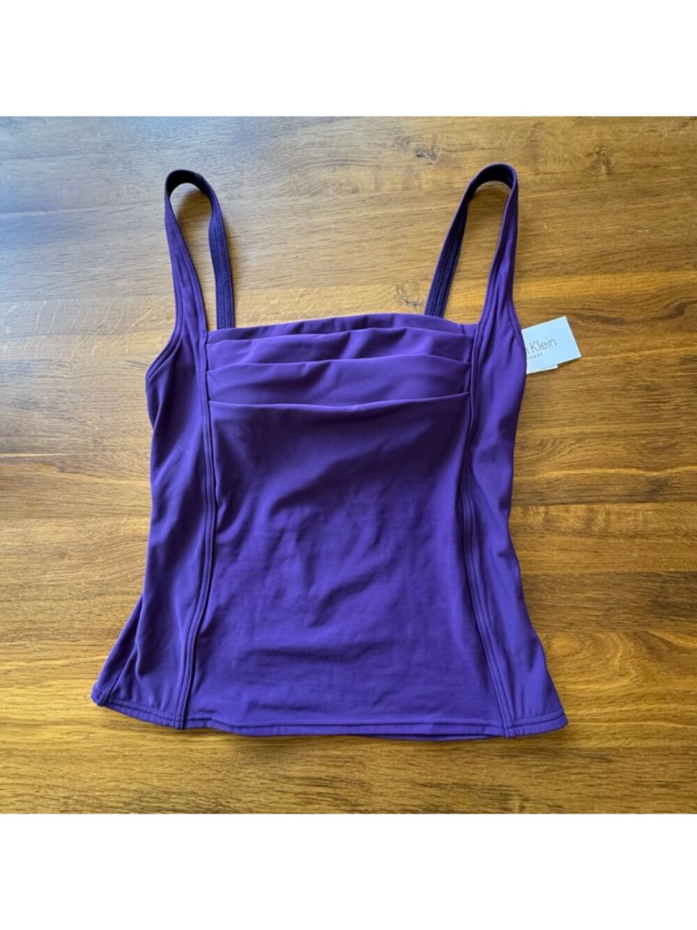 CALVIN KLEIN Tankini Swimsuit Set Womens 12 NEW Purple Two Piece Tank Bikini NWT - Picture 2 of 14